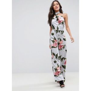 Pre-Loved Mango floral halter silk jumpsuit sz M